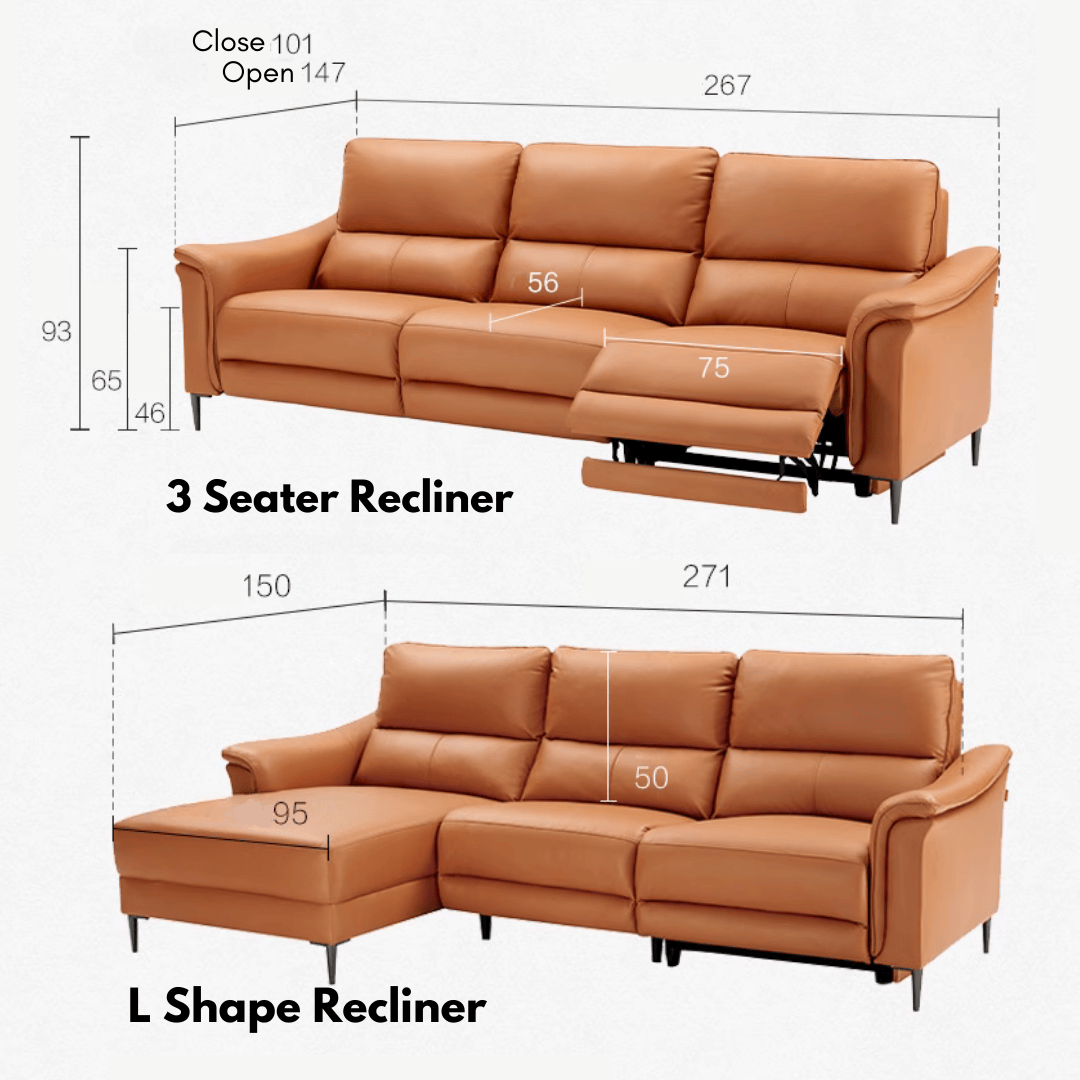 KUKA #6058 Top Grain 3-Seater Performance Faux Leather Zero Wall Electric Recliner (Factory Direct) picket and rail