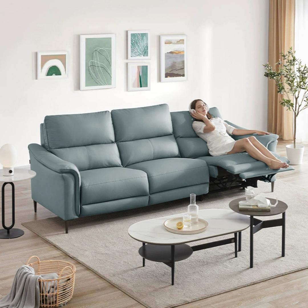 KUKA #6058 Top Grain 3-Seater Performance Faux Leather Zero Wall Electric Recliner (Factory Direct) picket and rail