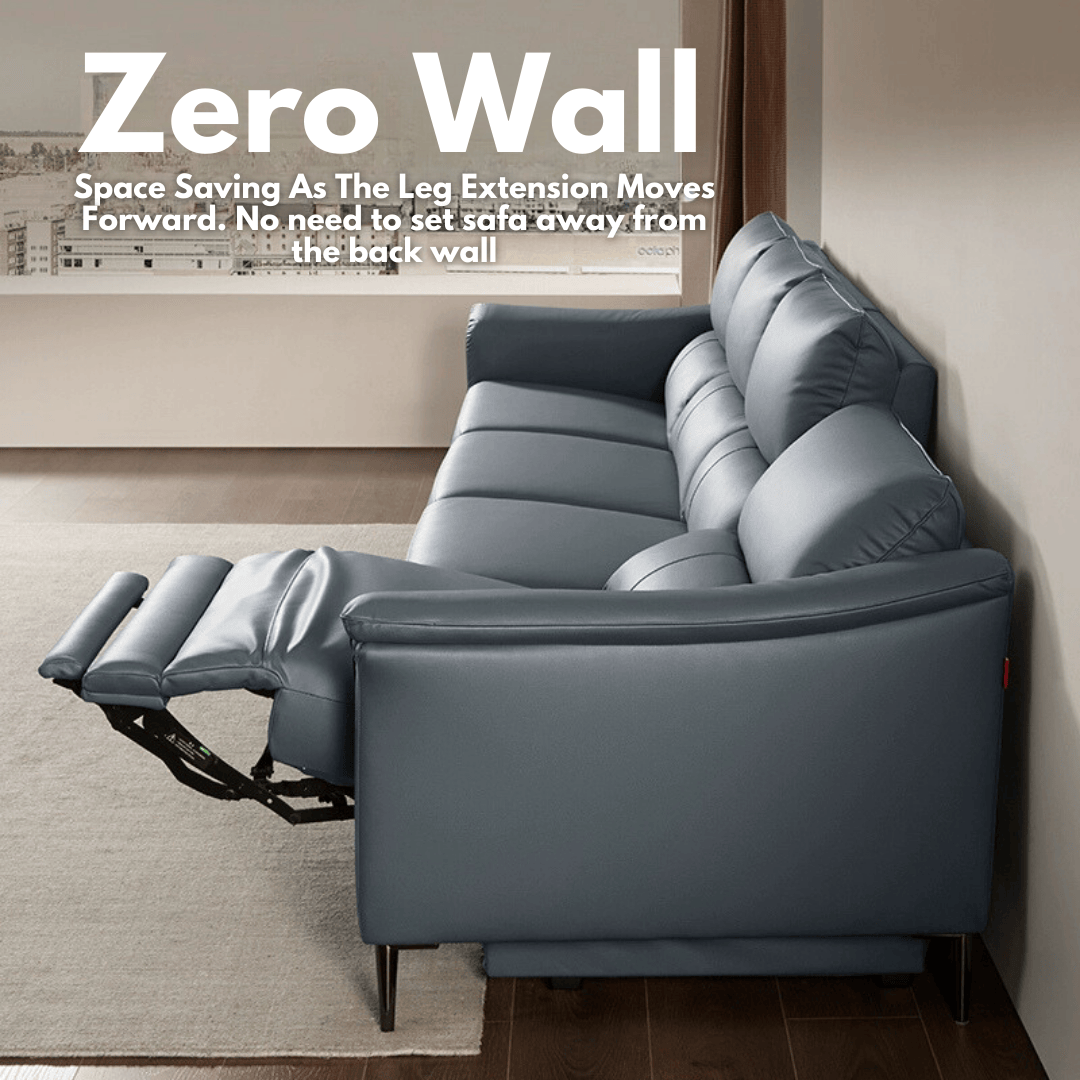 KUKA #6058 Top Grain 3-Seater Performance Faux Leather Zero Wall Electric Recliner (Factory Direct) picket and rail
