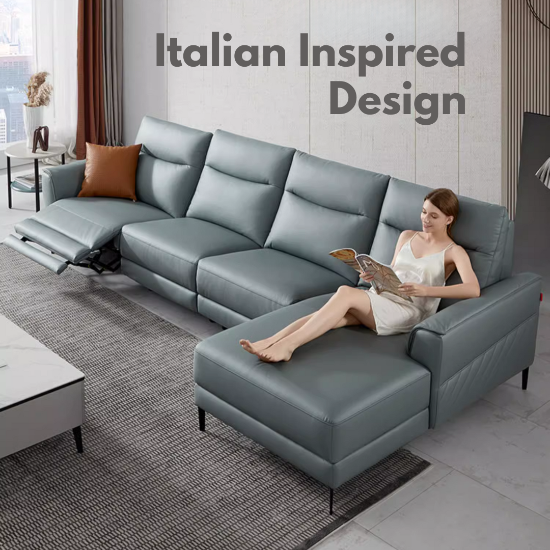 KUKA #6062 3-Seater Performance Leather Electric Recliner Sofa (Factory Direct) picket and rail