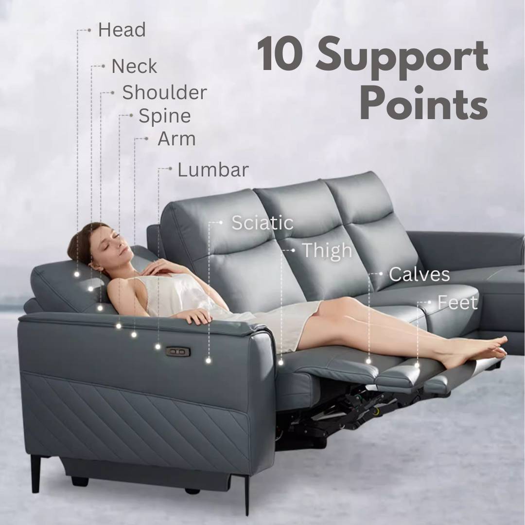 KUKA #6062 3-Seater Performance Leather Electric Recliner Sofa (Factory Direct) picket and rail