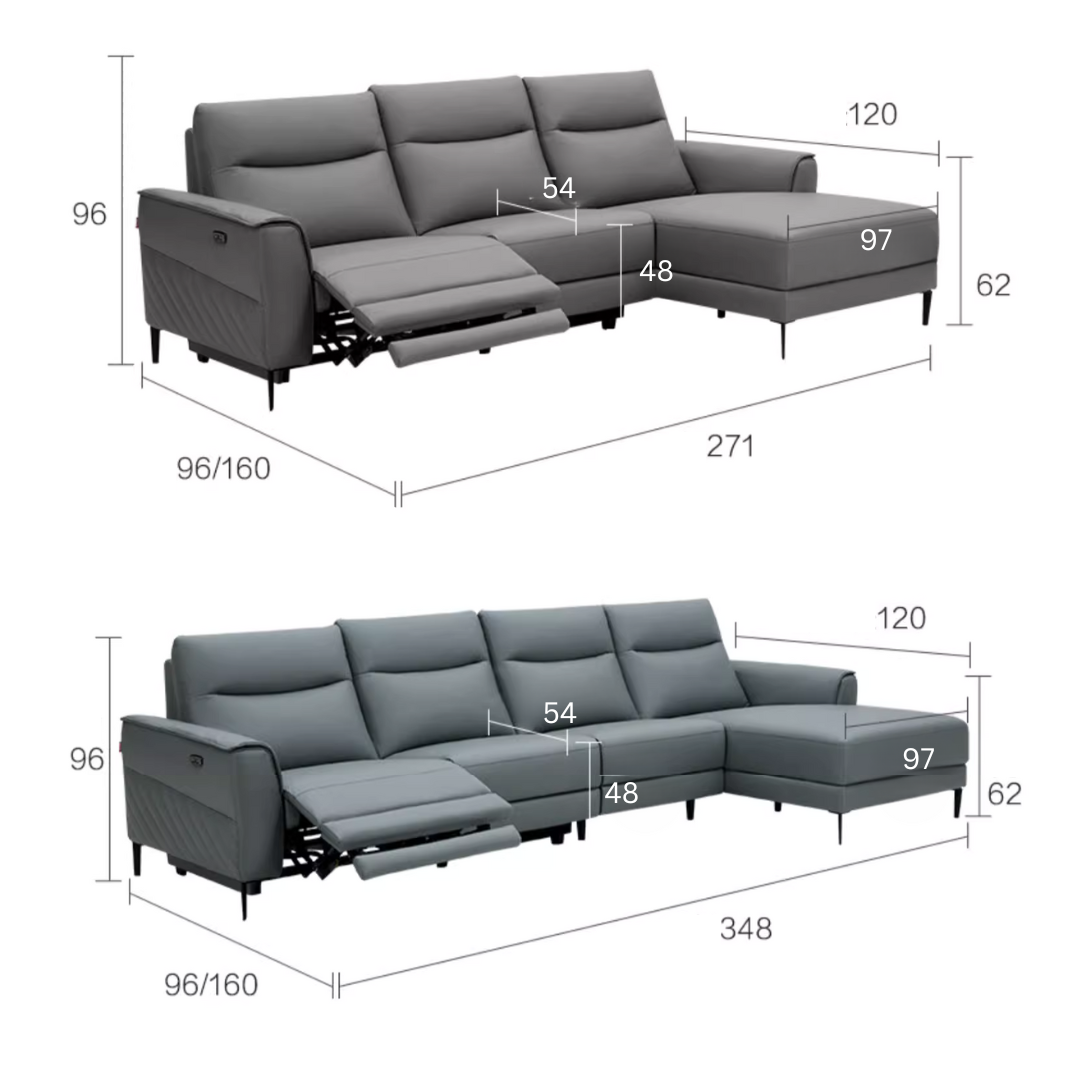 KUKA #6062 3-Seater Performance Leather Electric Recliner Sofa (Factory Direct) picket and rail