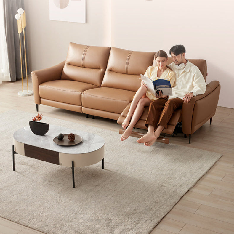 KUKA #6068 3-Seater 2.72m Zero Wall Top Grain Leather Electric Recliner Sofa (Factory Direct) picket and rail