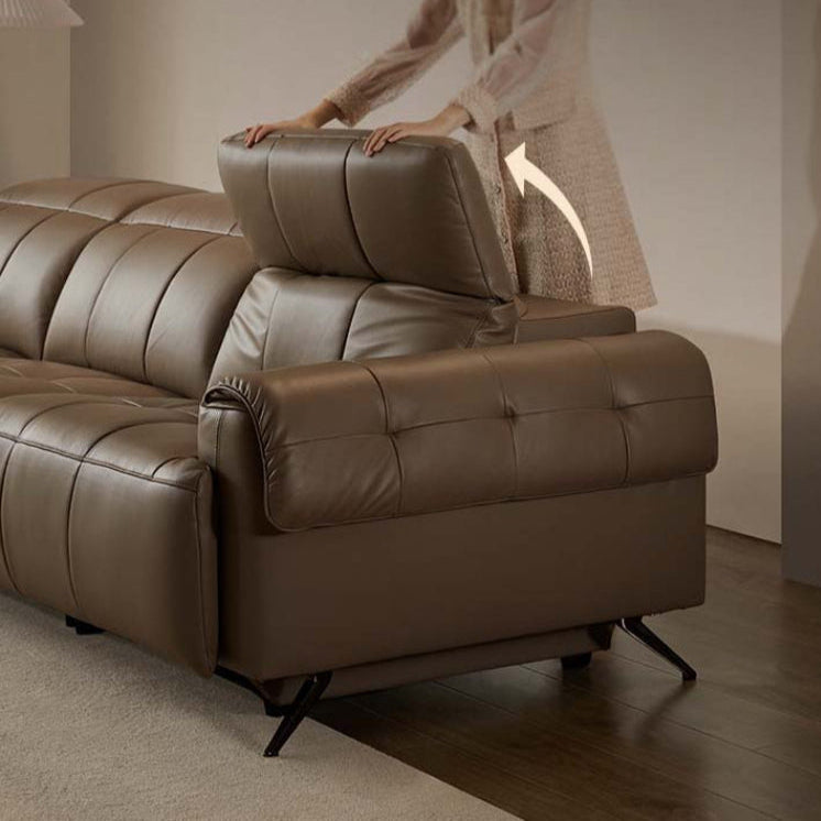 KUKA #6085 3-Seater Zero Wall Top Grain Leather Electric Recliner Daybed Sofa (Factory Direct) picket and rail