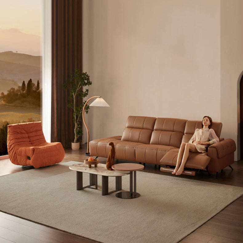 KUKA #6085 3-Seater Zero Wall Top Grain Leather Electric Recliner Daybed Sofa (Factory Direct) picket and rail