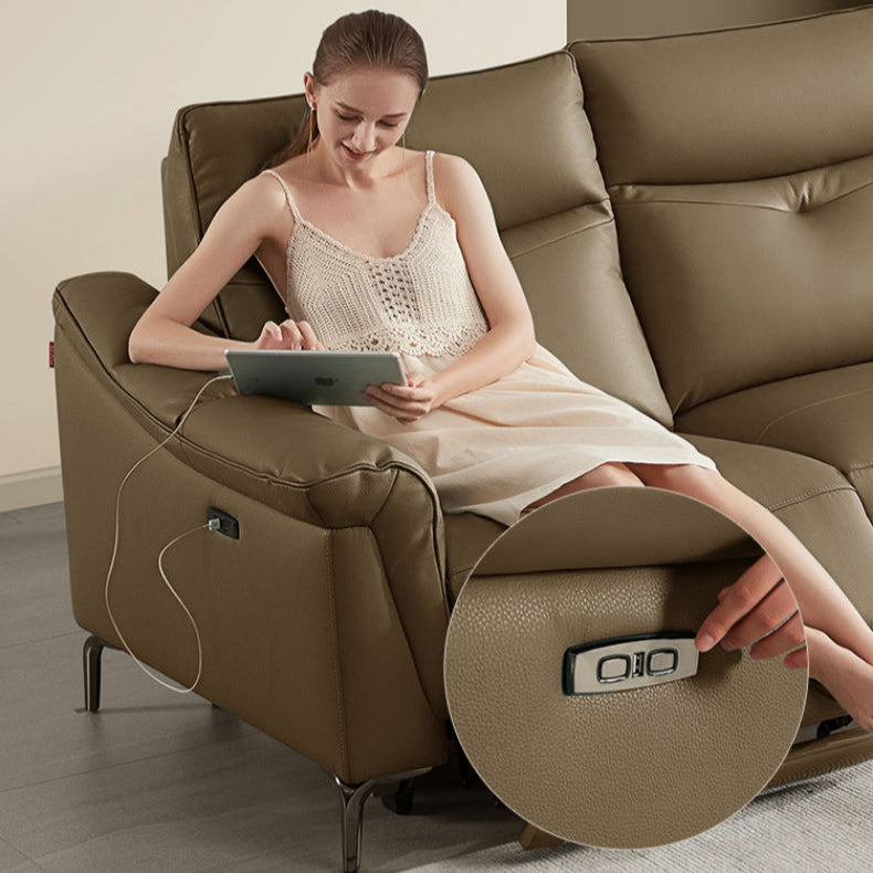 KUKA #6088 3-Seater Zero Wall Top Grain Leather Electric Recliner Sofa (Factory Direct) picket and rail