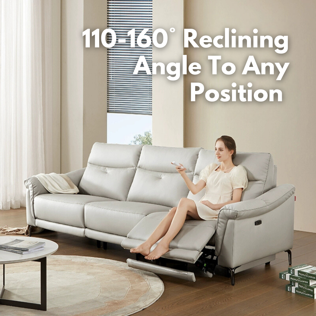 KUKA #6088B/C 3-Seater Performance Leather Electric Recliner Sofa (Factory Direct) picket and rail