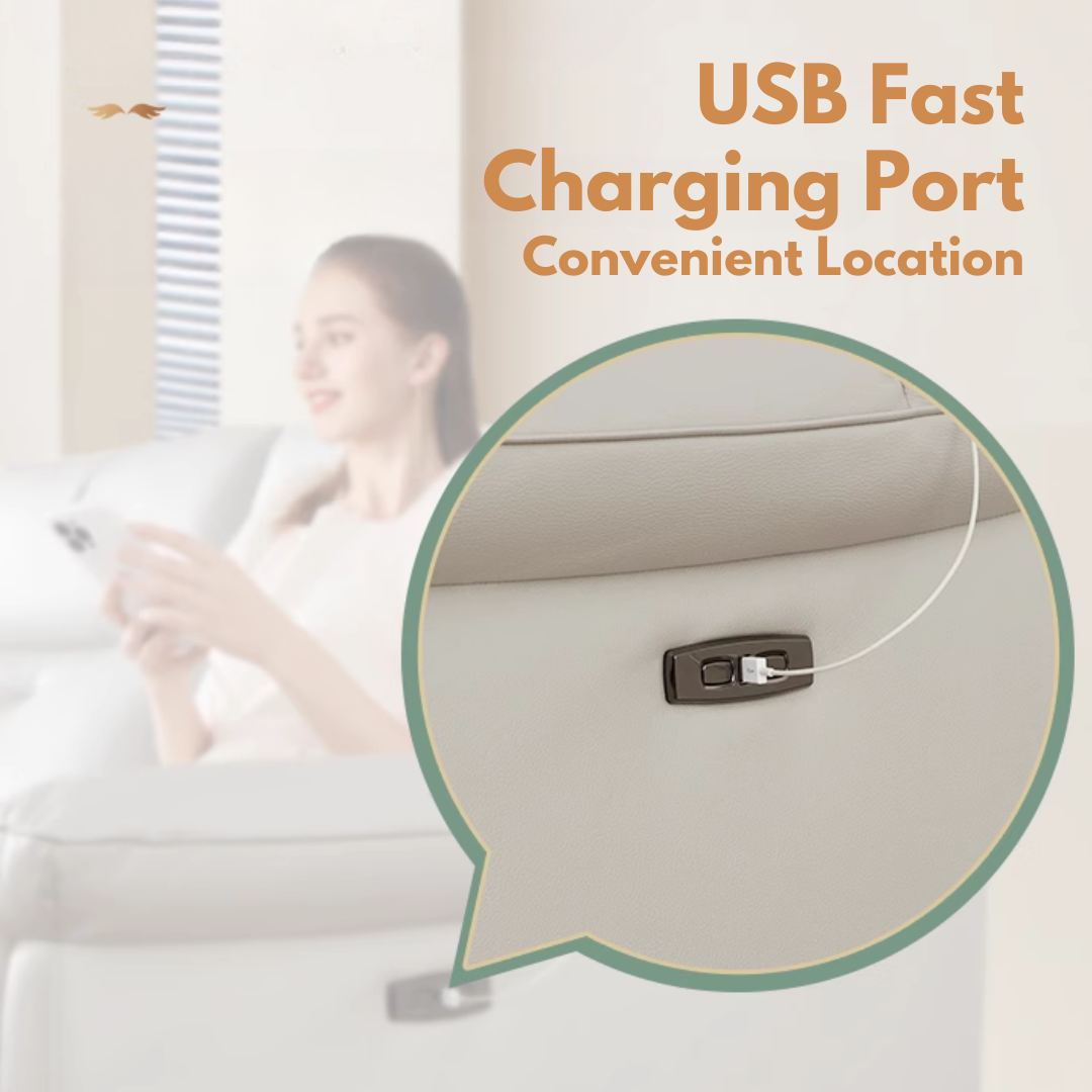 KUKA #6088B/C 3-Seater Performance Leather Electric Recliner Sofa (Factory Direct) picket and rail