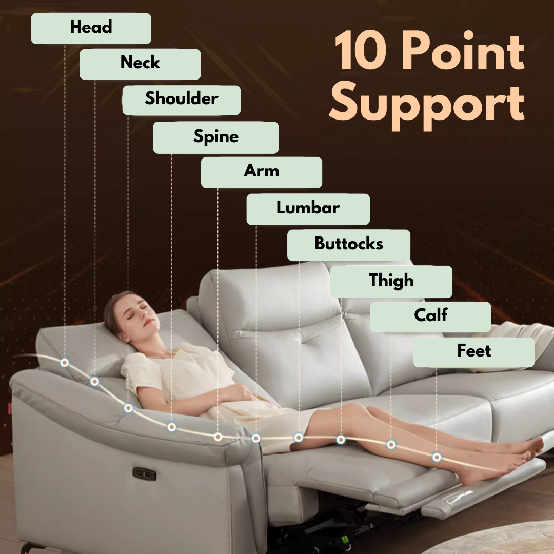 KUKA #6088B/C 3-Seater Performance Leather Electric Recliner Sofa (Factory Direct) picket and rail