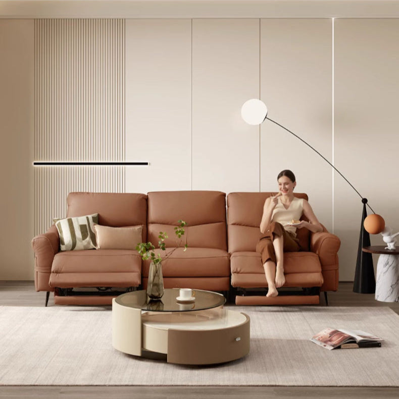 KUKA #6106 3-Seater Zero Wall Top Grain Leather Electric Recliner Sofa (Factory Direct) picket and rail