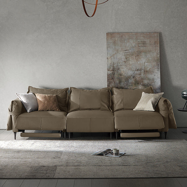 KUKA #6119 3-Seater 3.05m Zero Wall Top Grain Leather Electric Recliner Sofa (Factory Direct) picket and rail