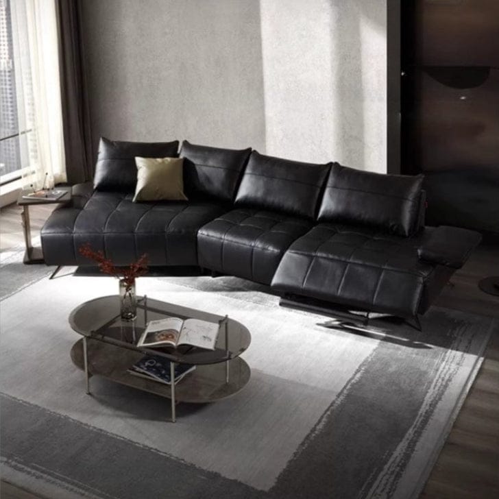 KUKA #6130 3-Seater 3.57m Top Grain Leather Electric Recliner Daybed Sofa (Factory Direct) picket and rail