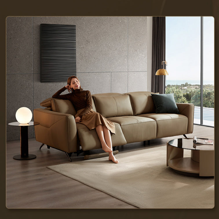 KUKA #6135 3-Seater Zero Wall Top Grain Leather Electric Recliner Sofa (Factory Direct) picket and rail