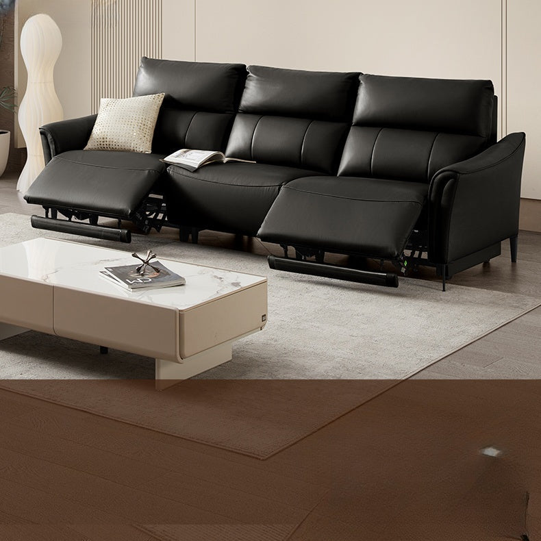 KUKA #6155 3-Seater Zero Wall Top Grain Leather Electric Recliner Sofa (Factory Direct) picket and rail