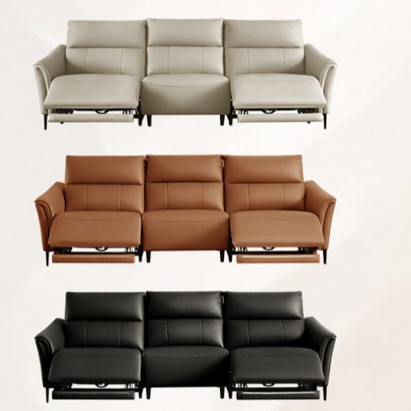 KUKA #6155 3-Seater Zero Wall Top Grain Leather Electric Recliner Sofa (Factory Direct) picket and rail