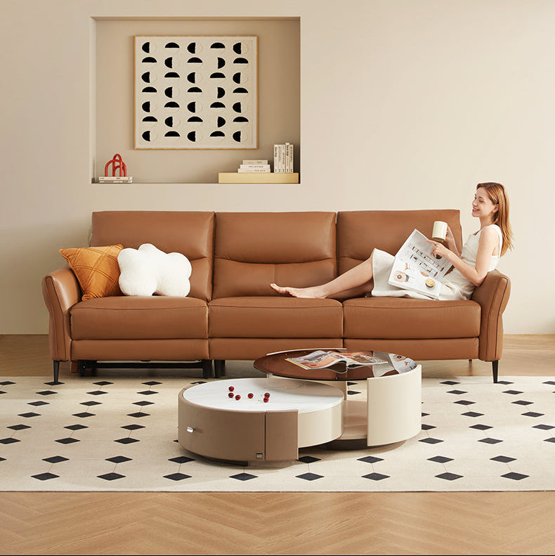 KUKA #6160 3-Seater Zero Wall Top Grain Leather Electric Recliner Sofa (Factory Direct) picket and rail