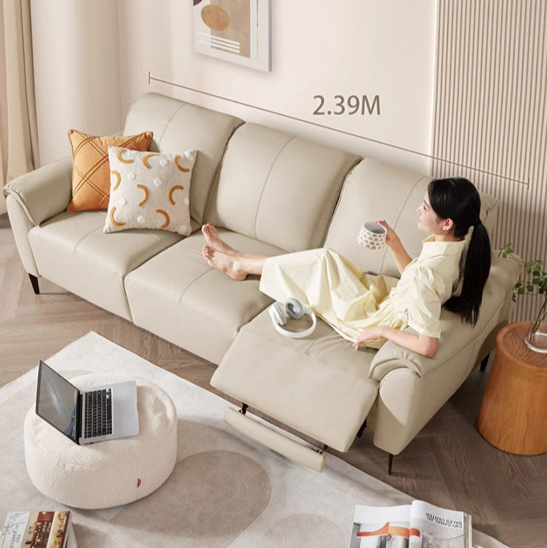 KUKA #6175 3-Seater Zero Wall Top Grain Leather Electric Recliner Sofa (Factory Direct) picket and rail