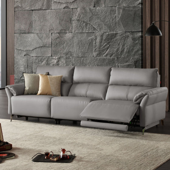 KUKA #6177 3-Seater Zero Wall Top Grain Leather Electric Recliner Sofa (Factory Direct) picket and rail