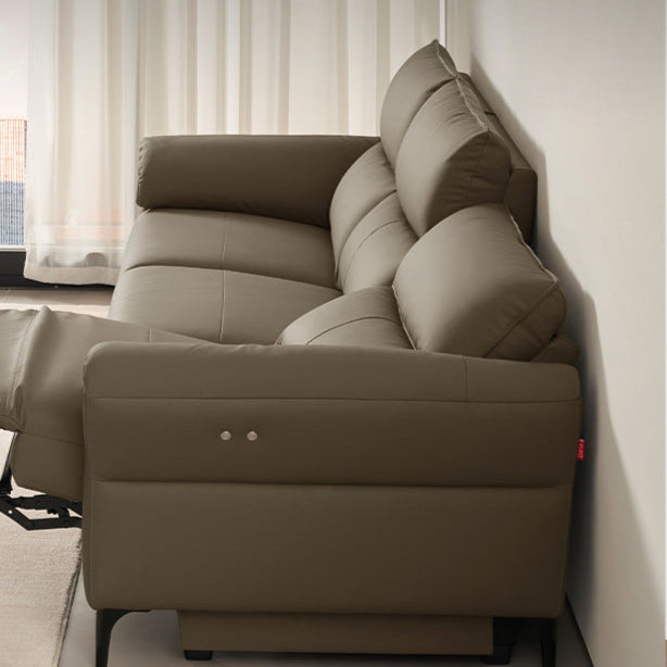 KUKA #6177 3-Seater Zero Wall Top Grain Leather Electric Recliner Sofa (Factory Direct) picket and rail