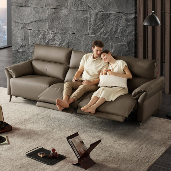 KUKA #6177 3-Seater Zero Wall Top Grain Leather Electric Recliner Sofa (Factory Direct) picket and rail