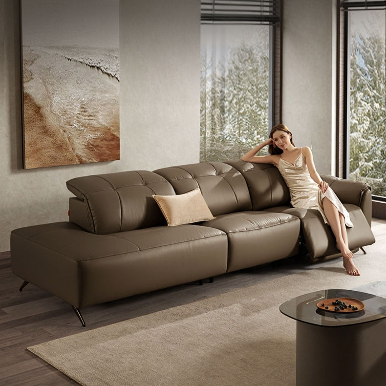 KUKA #6185 3-Seater Zero Wall Top Grain Leather Electric Recliner Sofa (Factory Direct) picket and rail