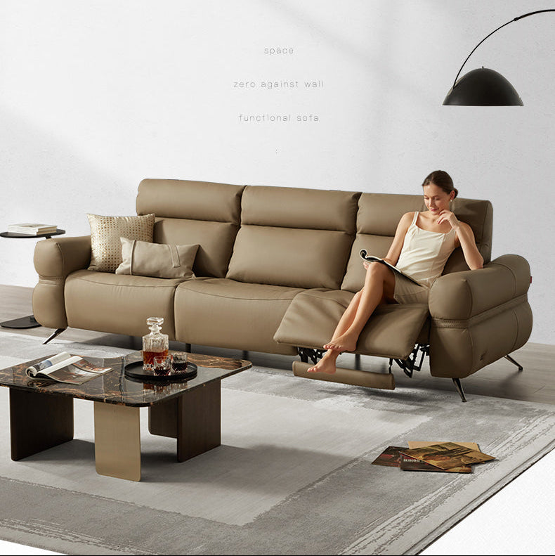 KUKA #6188 3-Seater 2.87m Zero Wall Top Grain Leather Electric Recliner Sofa (Factory Direct) picket and rail