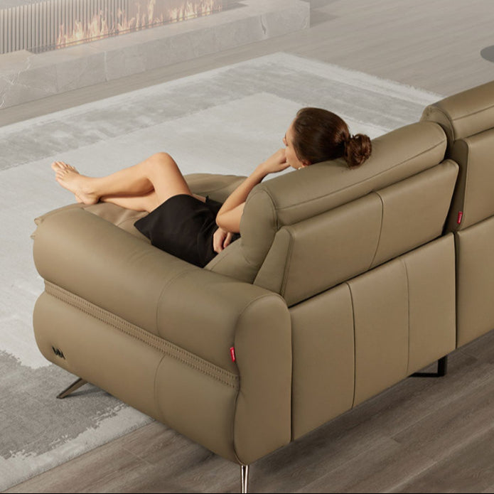 KUKA #6188 3-Seater 2.87m Zero Wall Top Grain Leather Electric Recliner Sofa (Factory Direct) picket and rail