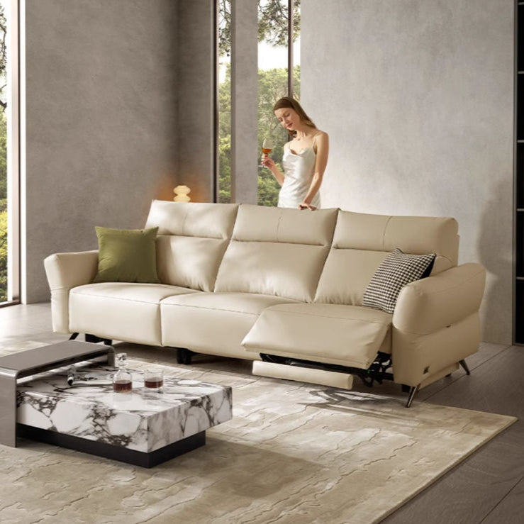 KUKA #6189 3-Seater Zero Wall Top Grain Leather Electric Recliner Sofa (Factory Direct) picket and rail