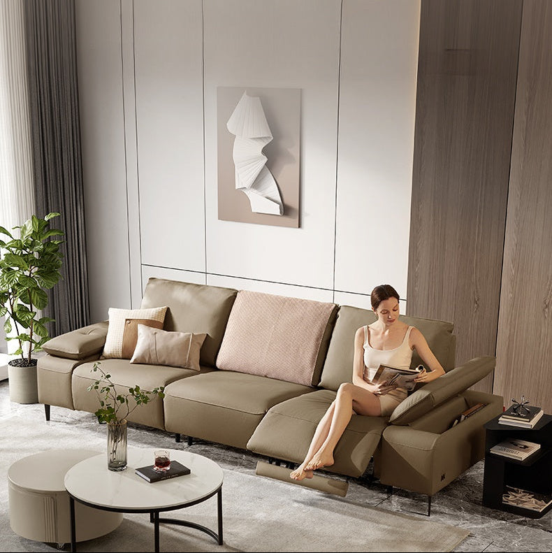 KUKA #6193 3-Seater Length 3m Zero Wall Top Grain Leather Electric Recliner Sofa (Factory Direct) picket and rail
