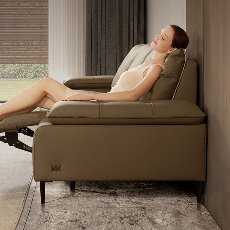KUKA #6193 3-Seater Length 3m Zero Wall Top Grain Leather Electric Recliner Sofa (Factory Direct) picket and rail