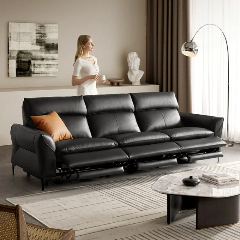 KUKA #6205 3-Seater Zero Wall Top Grain Leather Electric Recliner Sofa (Factory Direct) picket and rail