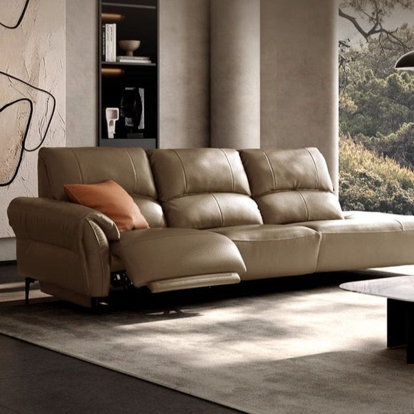 KUKA #6219 3-Seater Length 2.7m Zero Wall Top Grain Leather Electric R ...