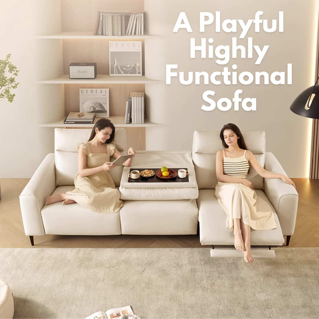 KUKA #7003 3-Seater Performance Fabric Electric Recliner Sofa (Factory Direct) picket and rail