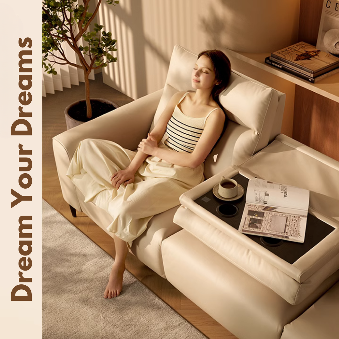 KUKA #7003 3-Seater Performance Fabric Electric Recliner Sofa (Factory Direct) picket and rail