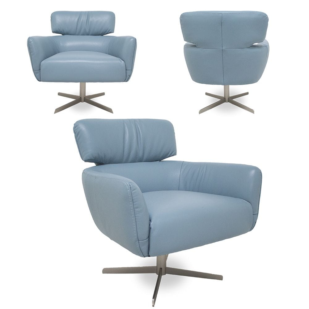 KUKA #A-885 Full Leather Lounge Chair (I) picket and rail