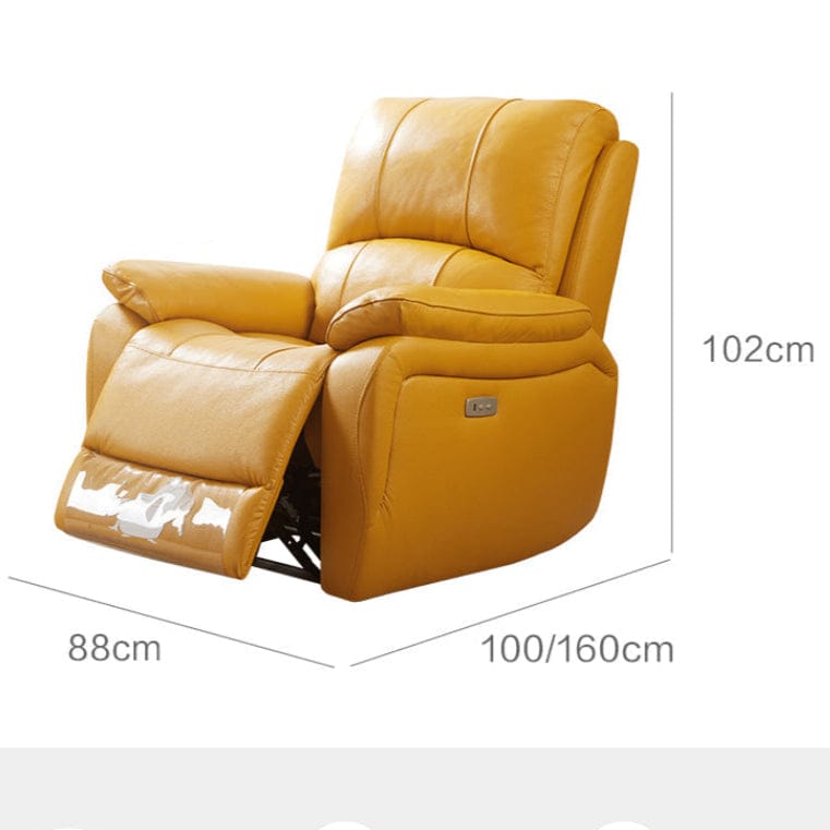 KUKA #A006 1-Seater Minimalist Design Top Grain Leather Electric Rocking Recliner (Factory Direct) picket and rail