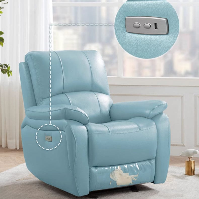 KUKA #A006 1-Seater Minimalist Design Top Grain Leather Electric Rocking Recliner (Factory Direct) picket and rail