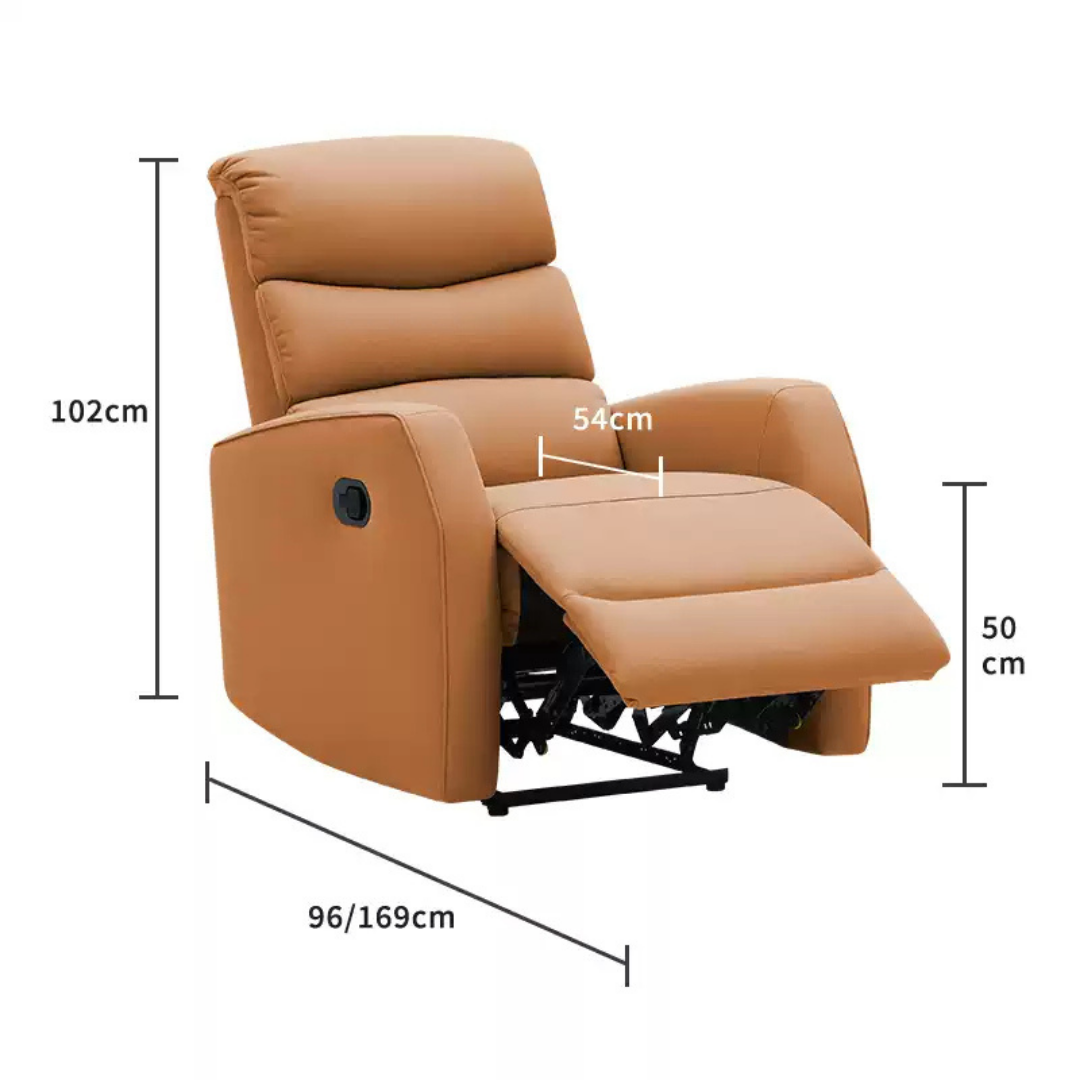 KUKA #A025 1-Seater Performance Leather Manual Recliner Sofa (Factory Direct) picket and rail