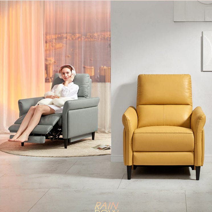 KUKA #A027 1-Seater Minimalist Design Top Grain Leather Electric Recliner (Factory Direct) picket and rail