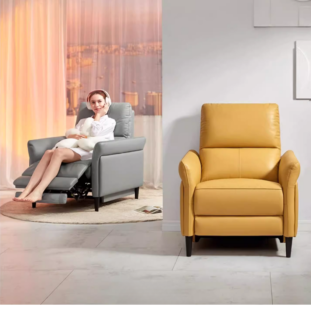 KUKA #A027 1-Seater Performance Leather Electric Recliner Sofa (Factory Direct) picket and rail