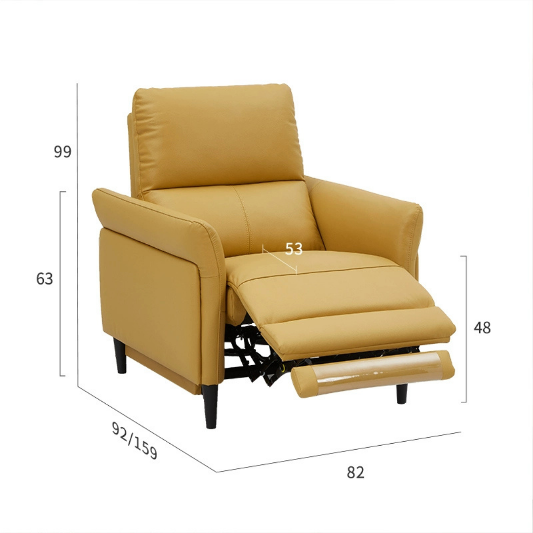KUKA #A027 1-Seater Performance Leather Electric Recliner Sofa (Factory Direct) picket and rail