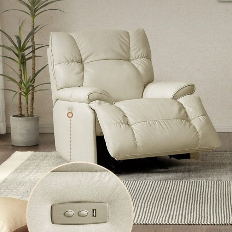 KUKA #A029 1-Seater Minimalist Design Top Grain Leather Electric Rocking Recliner (Factory Direct) picket and rail