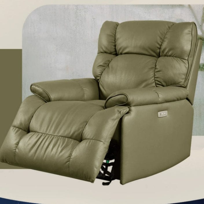 KUKA #A029 1-Seater Minimalist Design Top Grain Leather Electric Rocking Recliner (Factory Direct) picket and rail