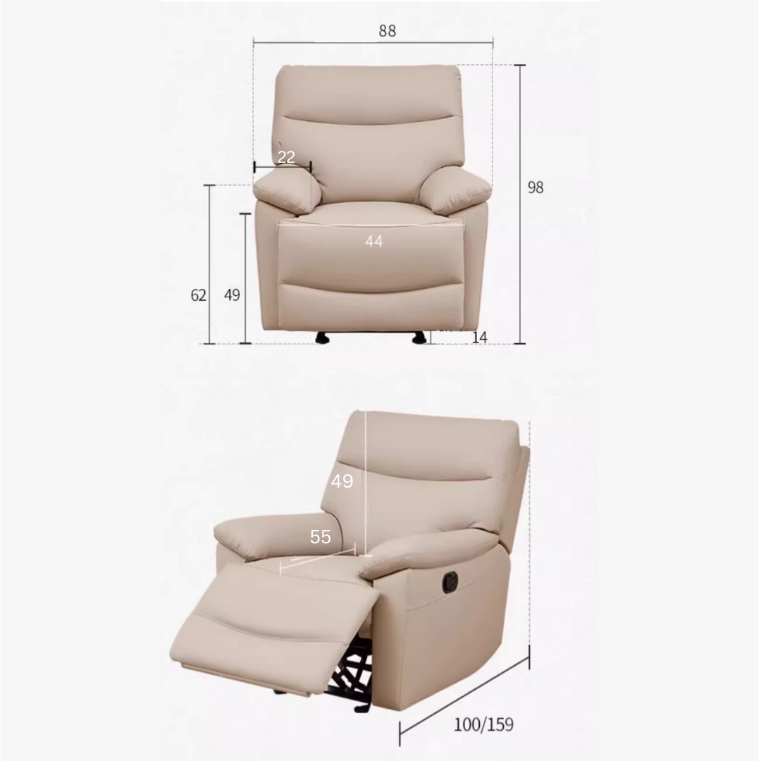 KUKA #A062 1-Seater Performance Leather Electric Recliner Sofa with Rocking Function (Factory Direct) picket and rail