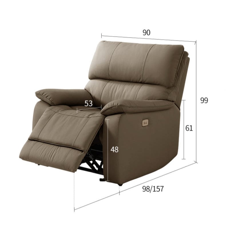 KUKA #A066 1-Seater Minimalist Design Top Grain Leather Electric Rocking Recliner (Factory Direct) picket and rail