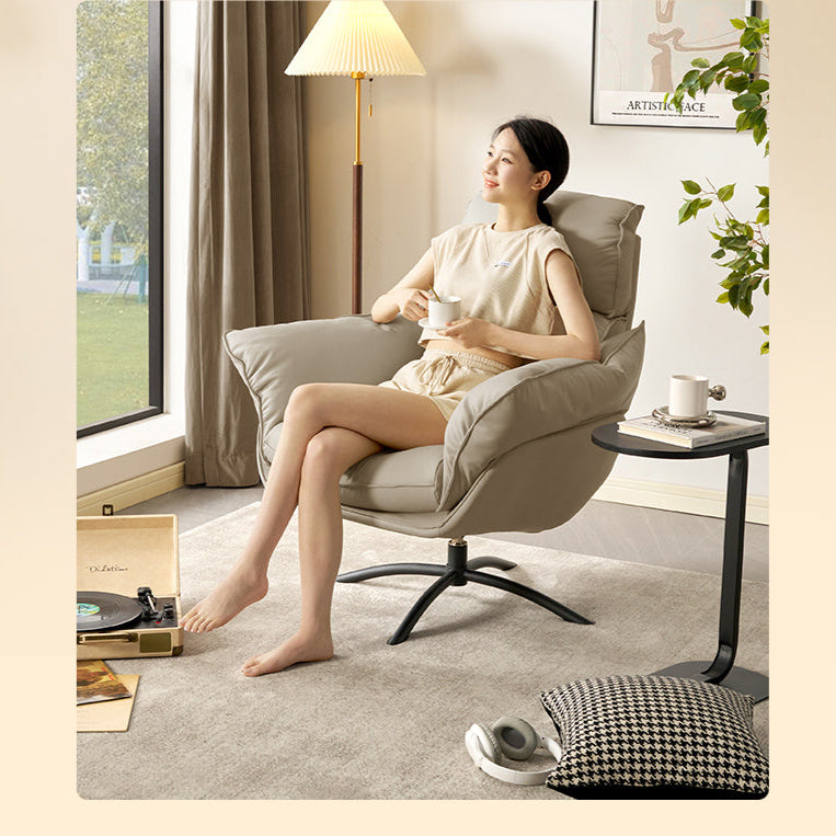 KUKA #A622 1-Seater Minimalist Design Top Grain Leather Swivel Chair With Armrest (Factory Direct) picket and rail