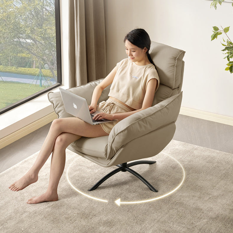 KUKA #A622 1-Seater Minimalist Design Top Grain Leather Swivel Chair With Armrest (Factory Direct) picket and rail