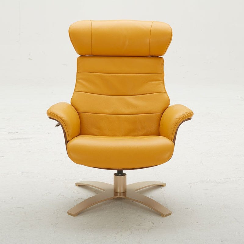 Kuka #A928 Full Top Grain Leather Recliner Lounge Chair with Ottoman (Color: NL5118) picket and rail
