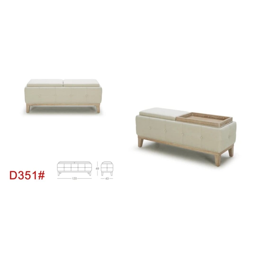 Kuka #D351 Leather Storage Bench picket and rail