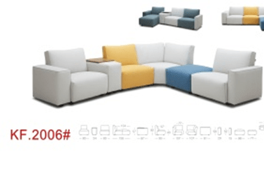 KUKA #KF.2006 Supakuru Water-Resistant Fabric Modular Sofa (L-Shaped) picket and rail